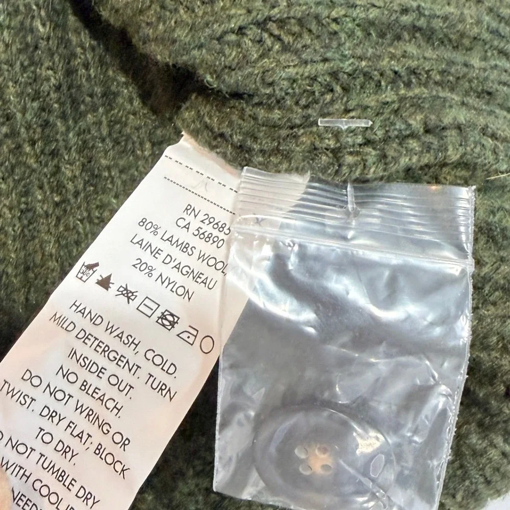 Pendleton Cardigan Olive Green Shawl Collar Ribbed Lambswool Pocket Large